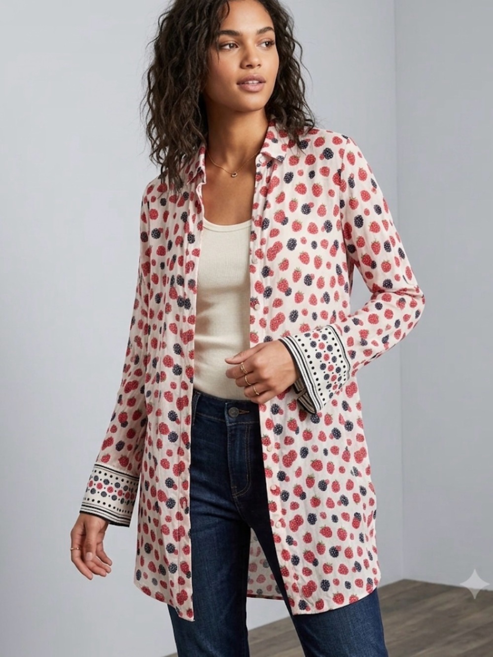 J Crew Lightweight Sheer Button-Front Blouse in Red & Black berry Print S